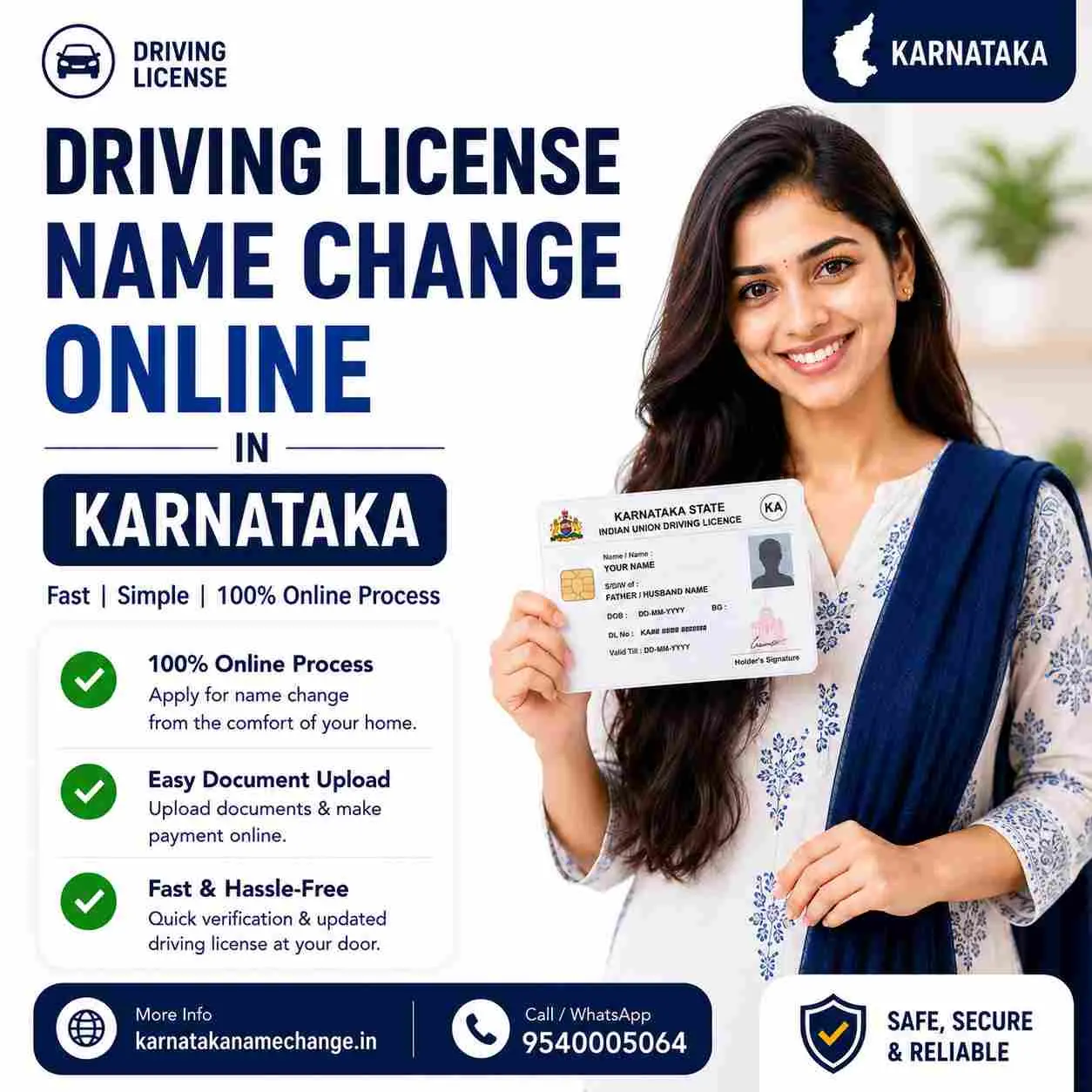 Driving licence name change online in Karnataka: Sarathi Parivahan and the office visit Driving licence name change online in Karnataka through the Sarathi Parivahan portal, applied on Form 2 and completed at the transport office