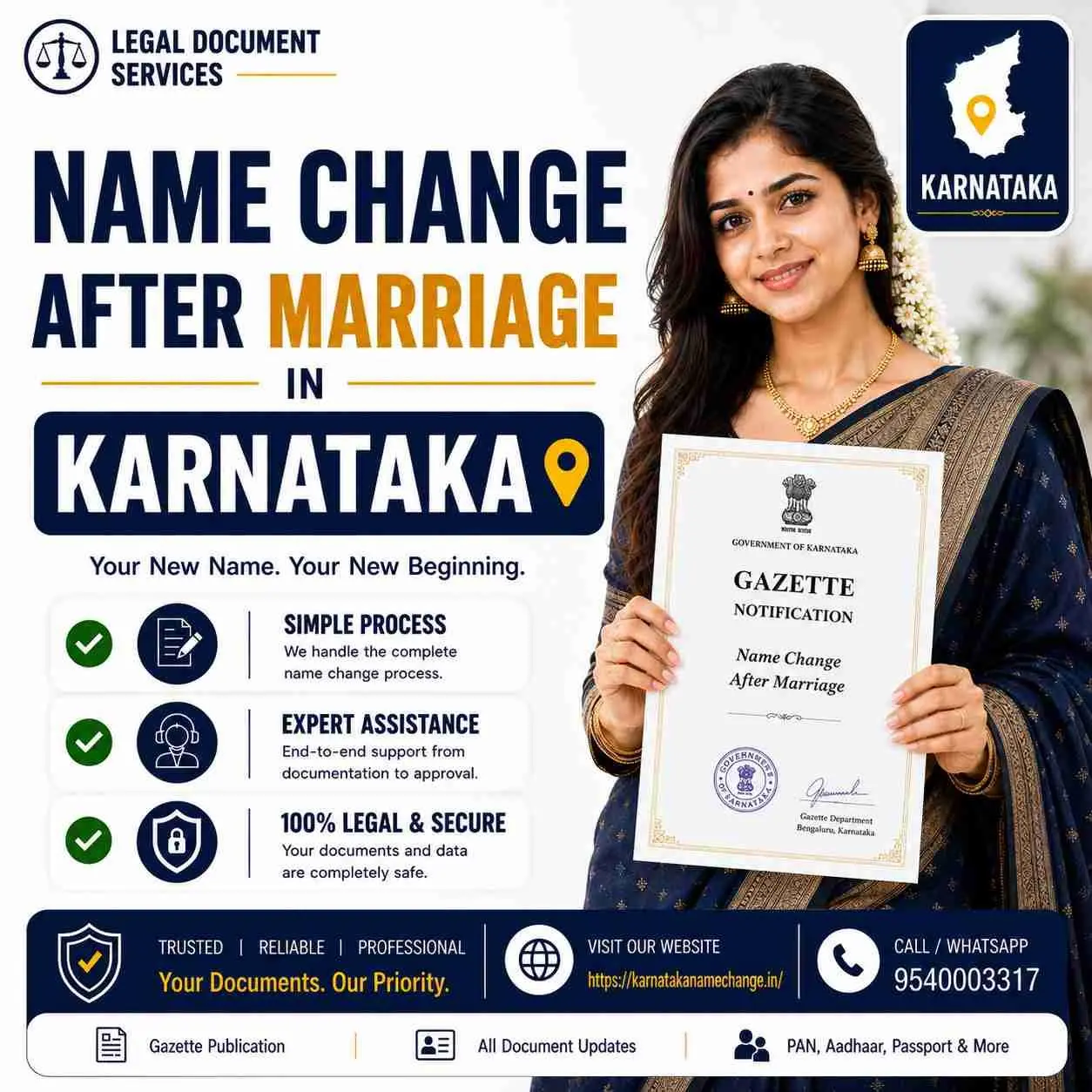Name change after marriage in Karnataka: the marriage certificate, affidavit and updated identity documents a bride needs