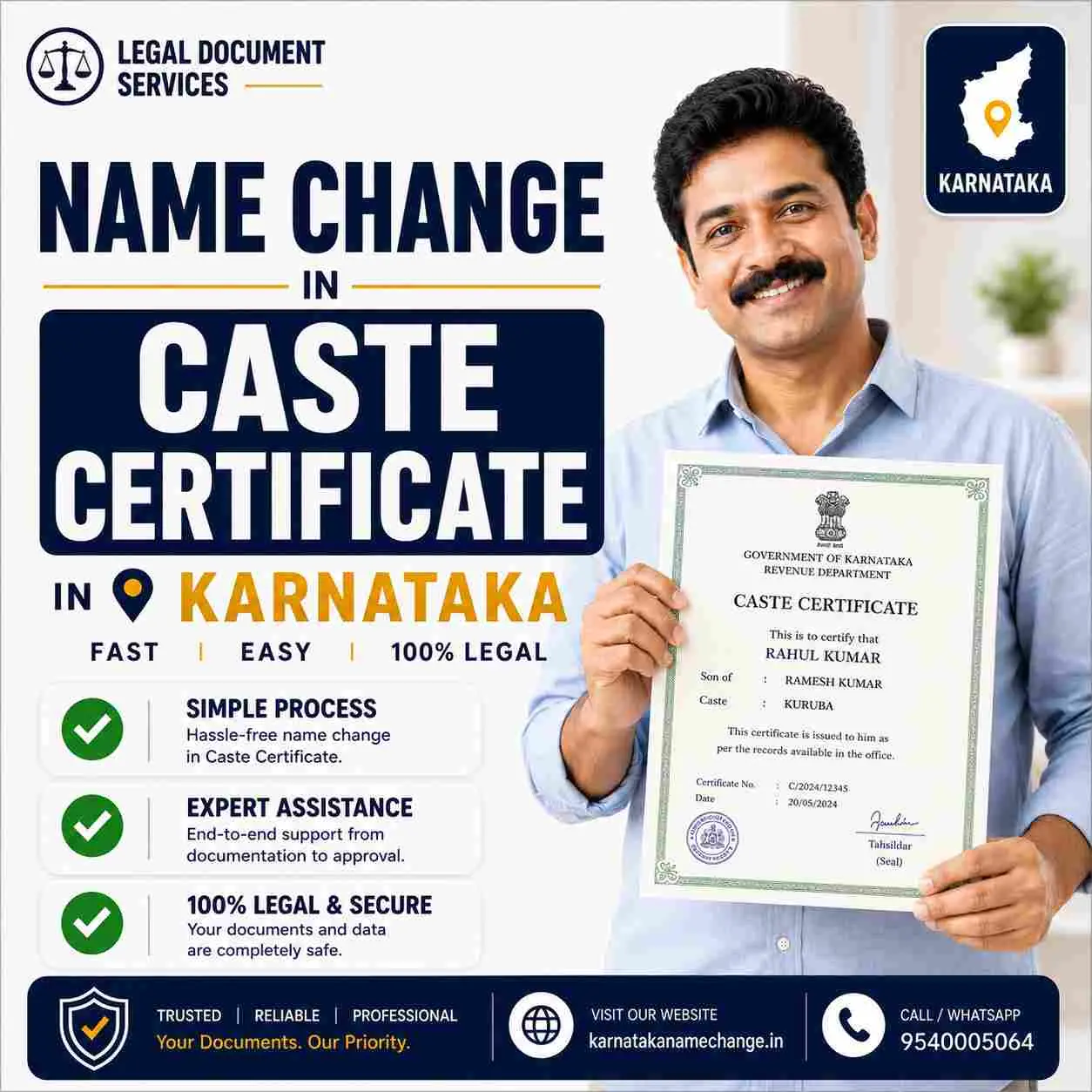 Name change and correction in caste certificate in Karnataka: correction versus Gazette route Name change and correction in a Karnataka caste certificate through Nadakacheri, with the Gazette route for a genuine change of name